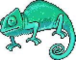 Original pixel art chameleon by Yogur Comics
