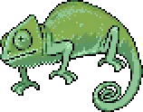 Recolored pixel art chameleon by Yogur Comics